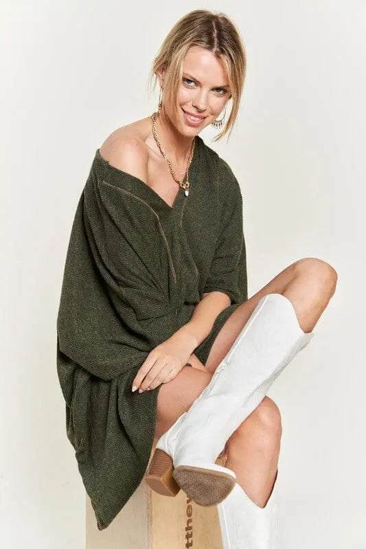 VNECK PONCHO TOP Jade By Jane OLIVE ONESIZE