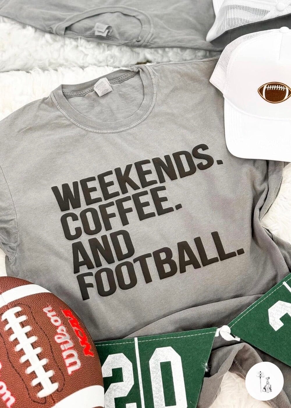 Weekends & Football Graphic Tee graphic tee Poet Street Boutique Grey Small 