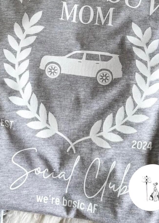 White SUV Mom Graphic Tee mom graphic tee Poet Street Boutique 