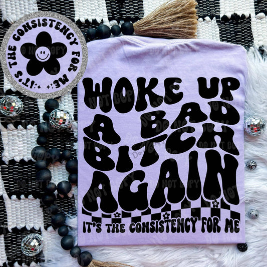 Woke Up A Bad Bitch Again Comfort Colors Tee funny graphic tee Poet Street Boutique S PERFECT PURPLE 