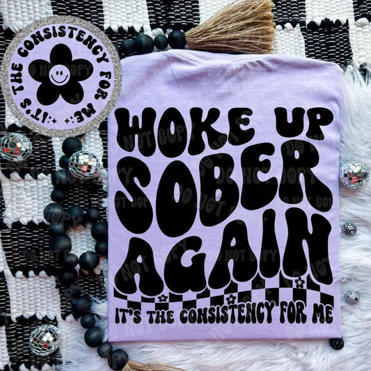 Woke Up Sober Again Comfort Colors Tee funny graphic tee Poet Street Boutique S PERFECT PURPLE 