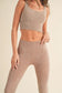 Women's Stone Washed Ribbed Matching Yoga Set Yelete 