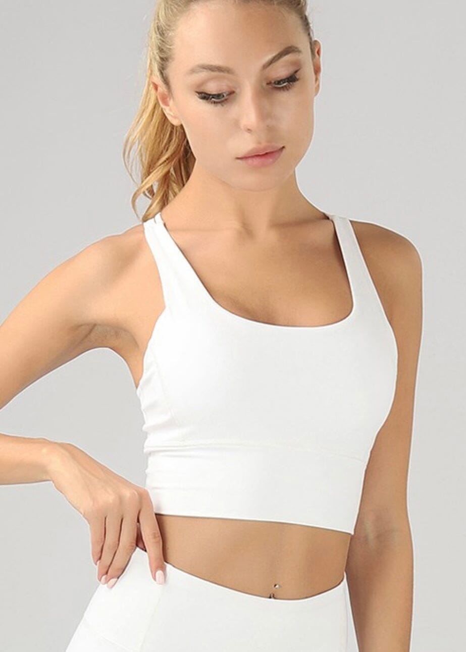 Work It Strappy Back Crop Top strappy sports bra OTOS Active White S 