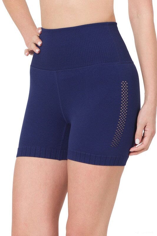 Zenana Seamless High Waisted Shorts seamless activewear shorts Zenana LT NAVY S/M 