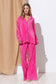 Accordion Pleated Blouse and Pants Set 2 piece pant set Blue B Hot Pink S 