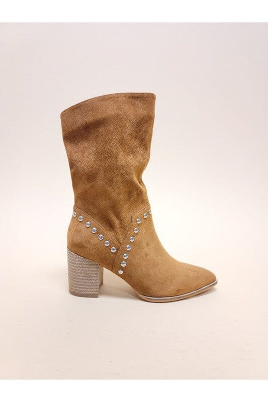 Brigitta Studded Booties studded booties Let's See Style CAMEL 6 