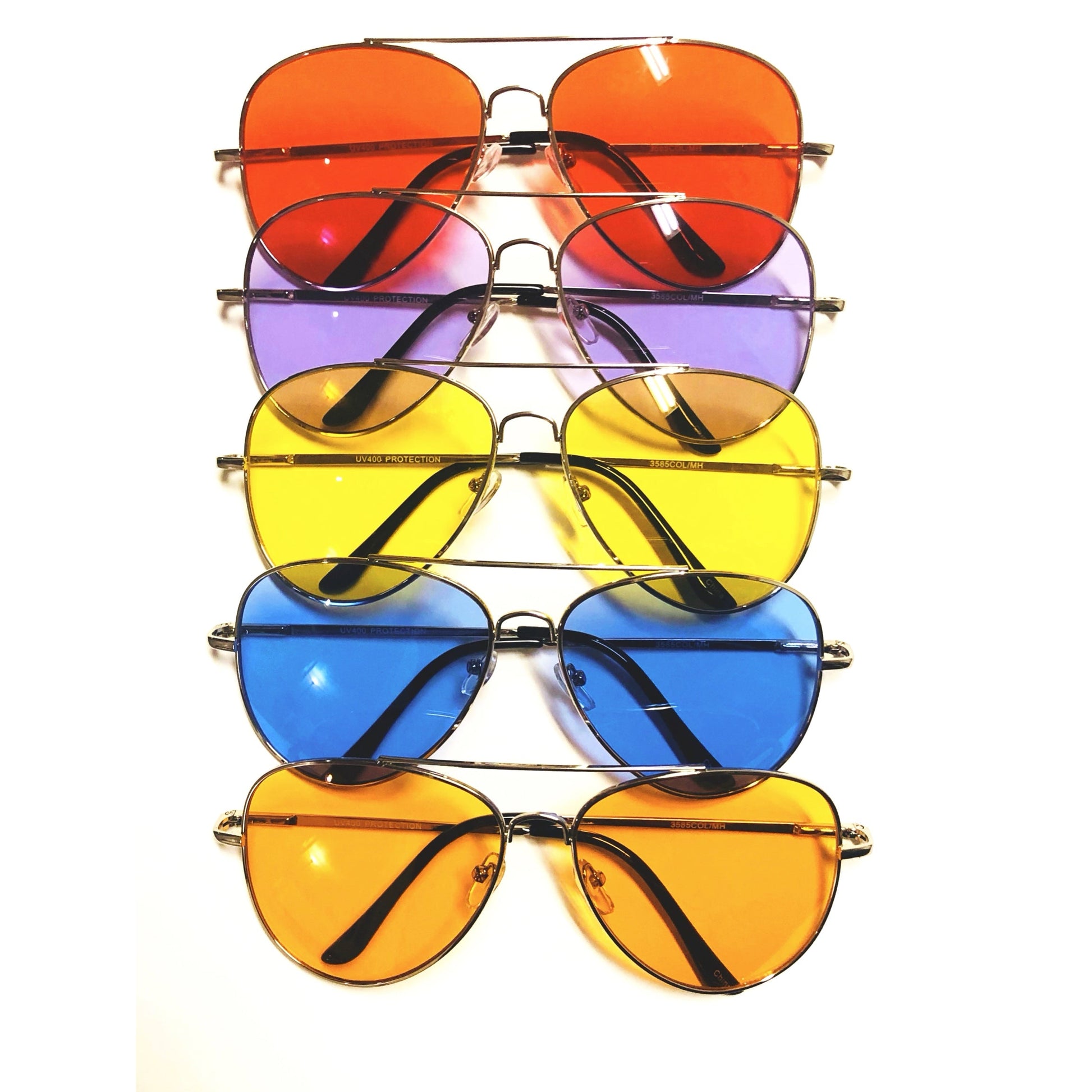 Calm Color unisex Aviator Sunglasses transparent  red blue yellow purple or orange with silver metal frame