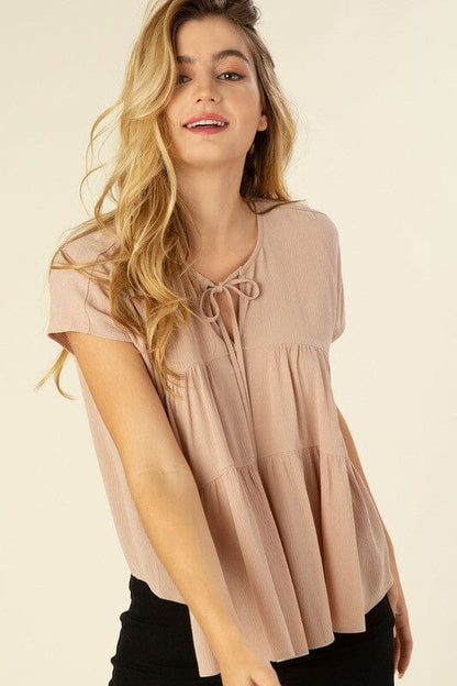 Casual Friday Tiered Blouse tiered blouse Lilou Beige S 