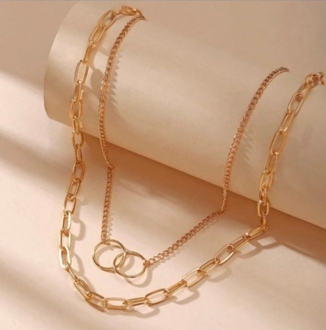 Chunky Layered Chain Link  gold Necklace layered Poet Street Boutique 