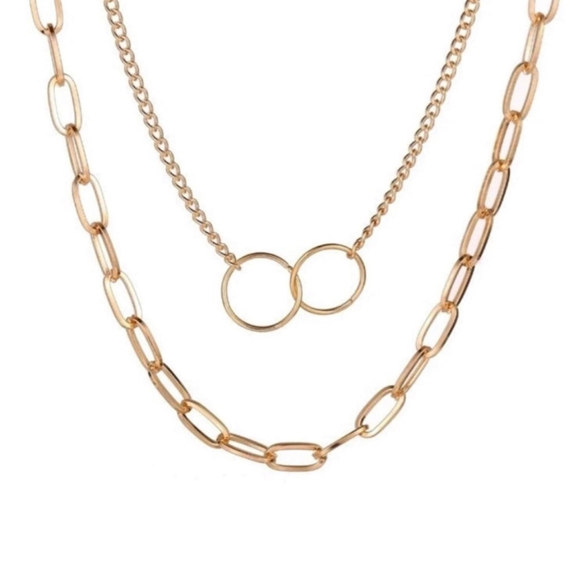 Chunky Layered Chain Link gold  Necklace layered Poet Street Boutique 