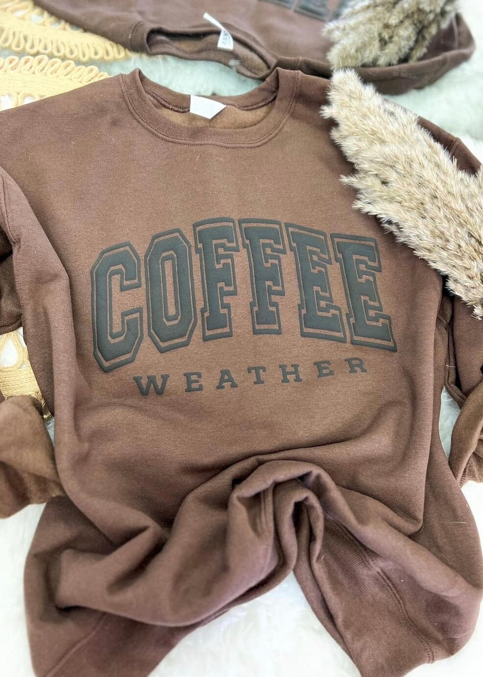Coffee Weather Puff Print Sweatshirt graphic sweatshirt Poet Street Boutique 