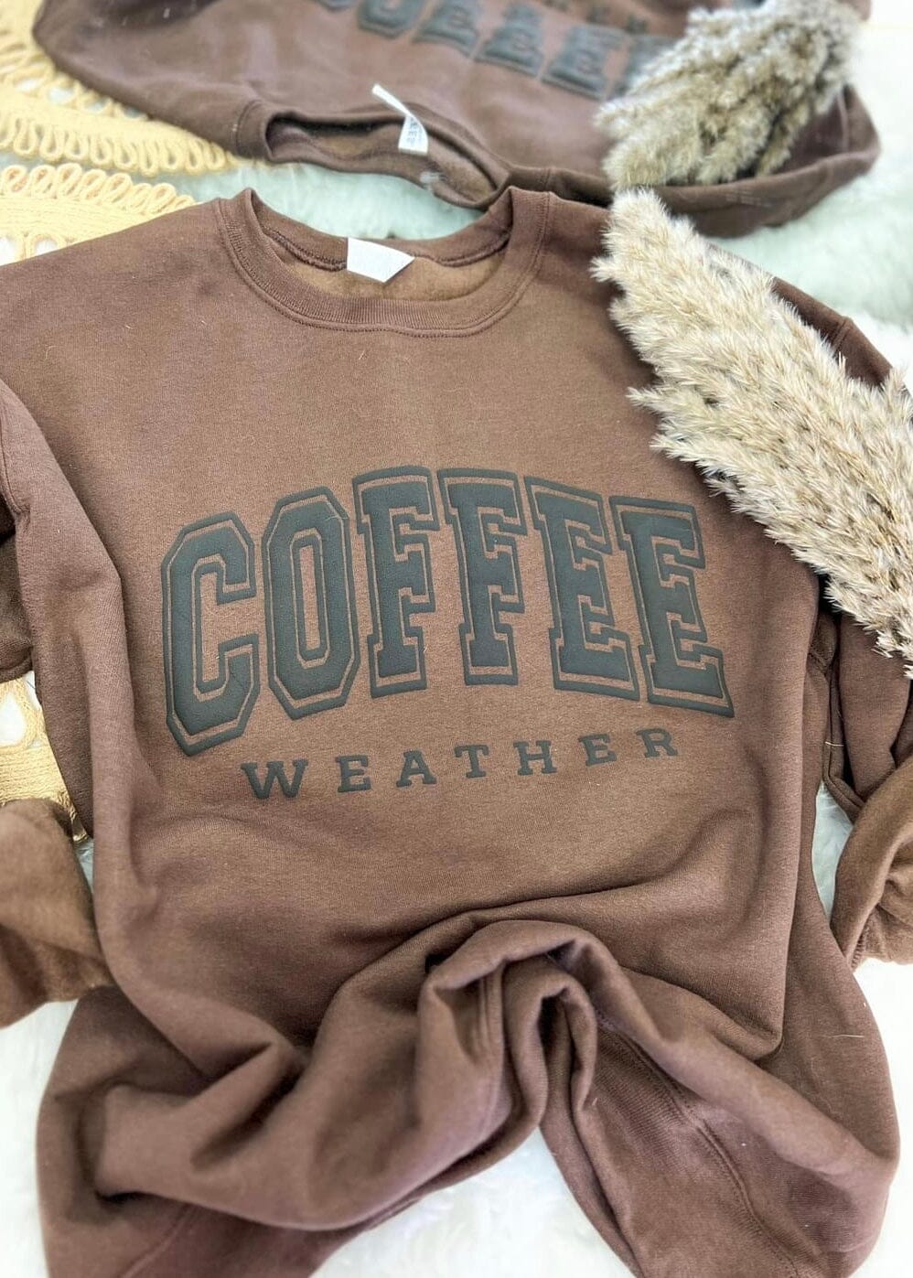 Coffee Weather Puff Print Sweatshirt graphic sweatshirt Poet Street Boutique Small 