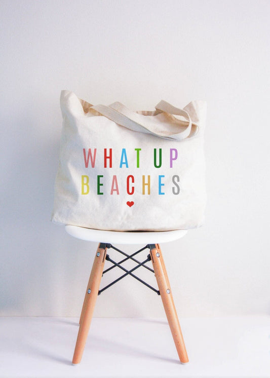 Colorful What Up Beaches XL Tote Bag xl tote Poet Street Boutique 