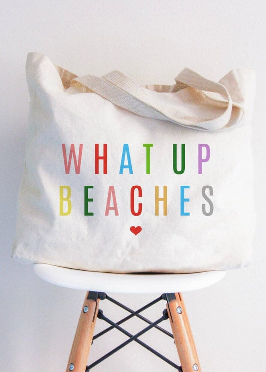 Colorful What Up Beaches XL Tote Bag xl tote Poet Street Boutique 