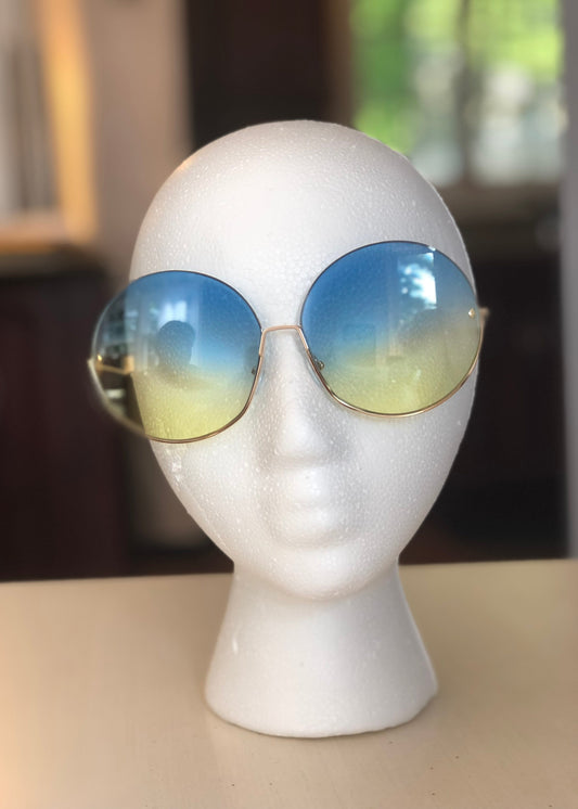 Hippie Chick Oversized Round Sunglasses sunglasses Poet Street Boutique Hippie Teal 