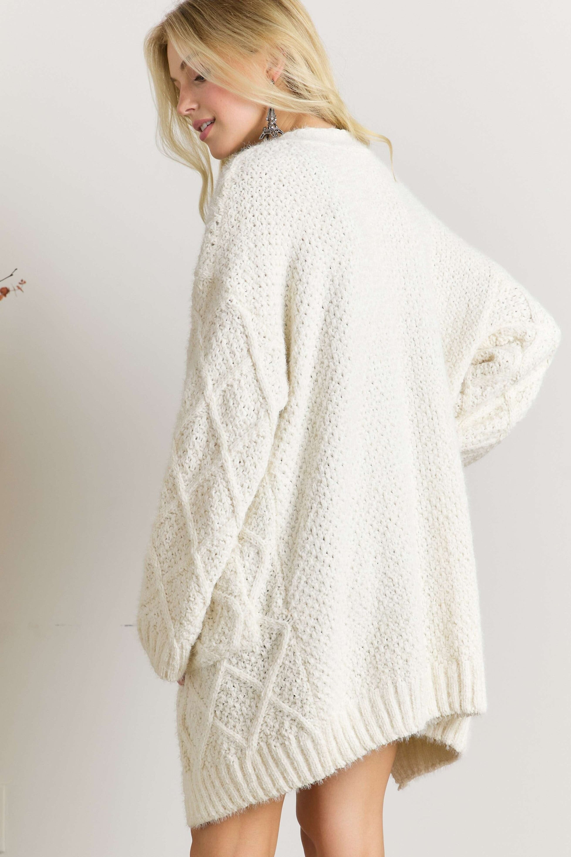 Adora Irresistible Ivory Chunky Knit Cardigan SALE
