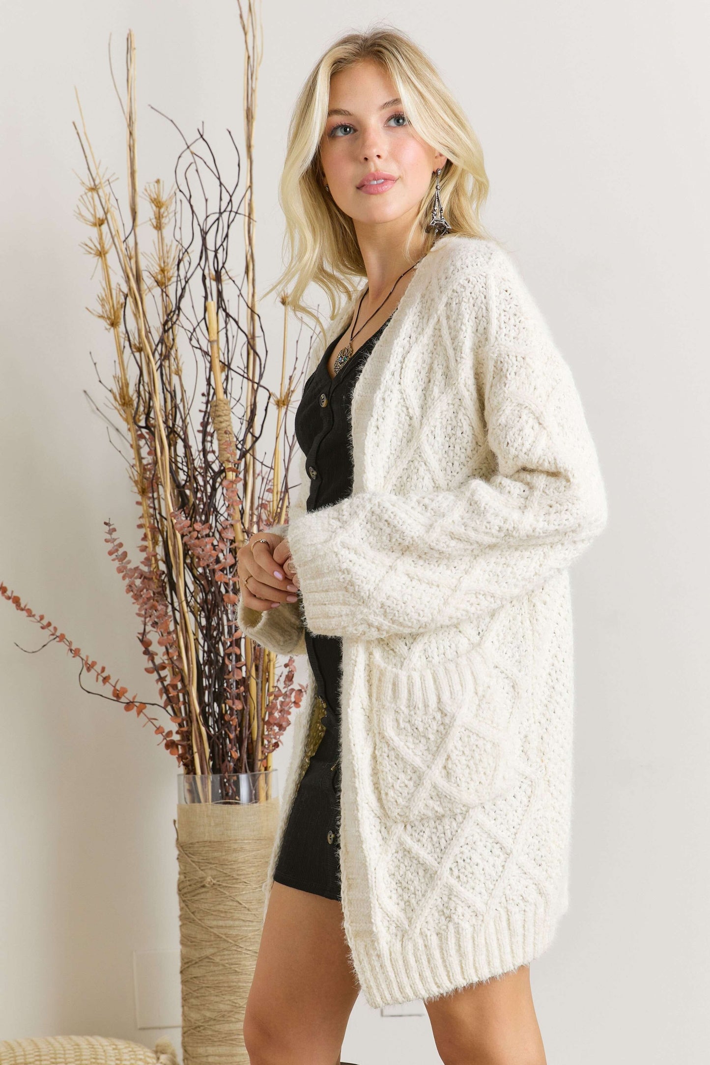 Adora Irresistible Ivory Chunky Knit Cardigan SALE