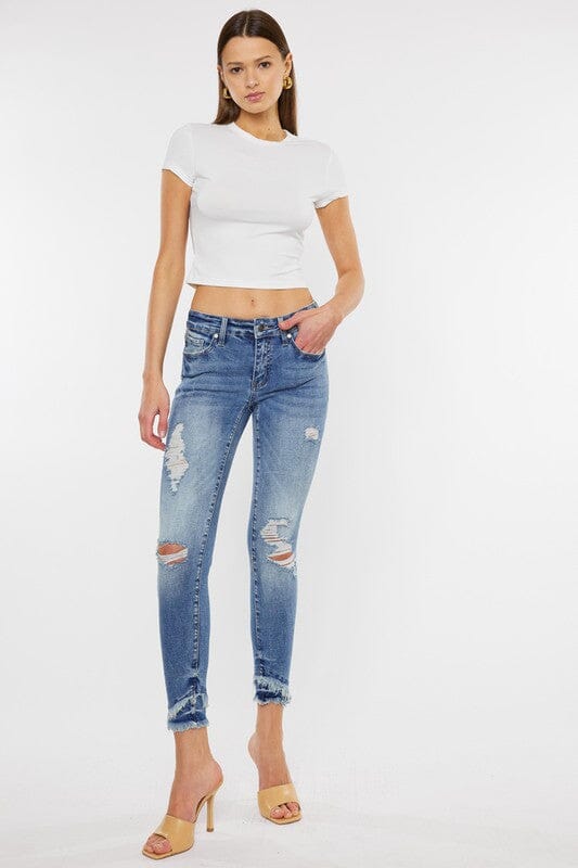 Kan Can Mid Rise Ankle Frayed Jeans ankle jeans Kan Can USA 