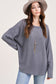 La Miel Bree Waffle Top long sleeve waffle top La Miel CHARCOAL S 