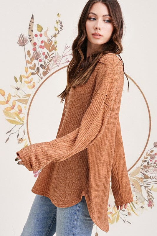 La Miel Bree Waffle Top long sleeve waffle top La Miel GINGER S 