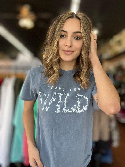 Leave Her Wild Tee graphic t-shirt Poet Street Boutique Blue Jean L 