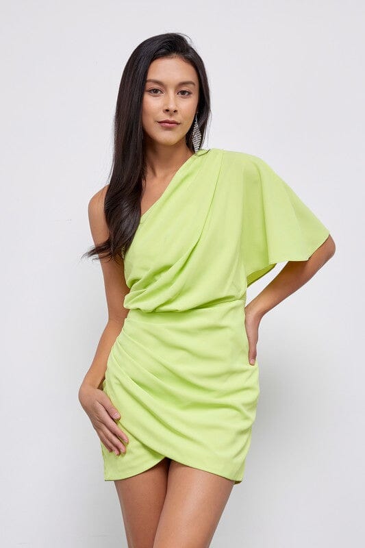 Lime One Shoulder Wrap Dress cocktail dress Do + Be Collection LIME S 