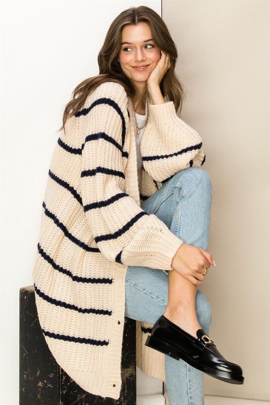 Made for Style Oversized Striped Sweater Cardigan cardigan sweater HYFVE CREAM S 