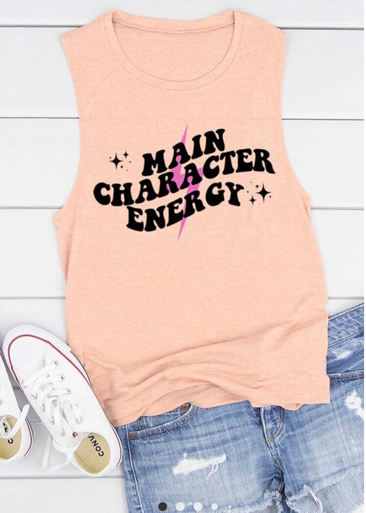 Main Character Energy Racerback Tank graphic tank Poet Street Boutique small 
