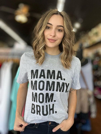 Mama. Bruh. Tee graphic tee Poet Street Boutique Heather Grey S 