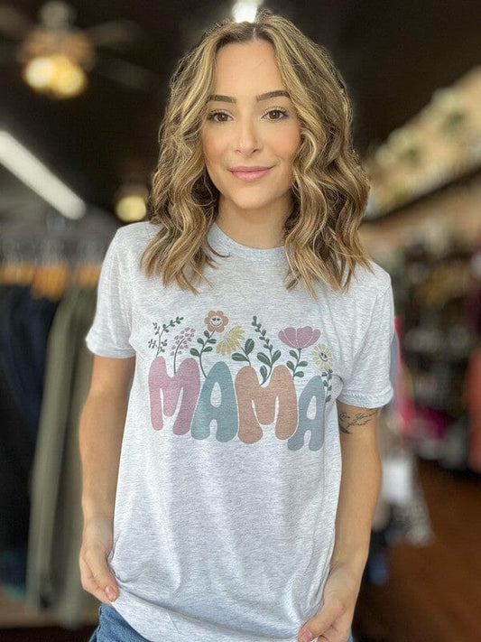 Mama Floral Tee graphics t shirt Poet Street Boutique Heather White S 