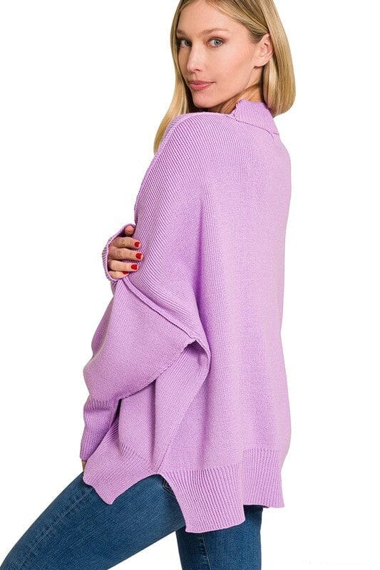 Oversized Side Spilt Hem Sweater oversized sweater Zenana B LAVENDER S 