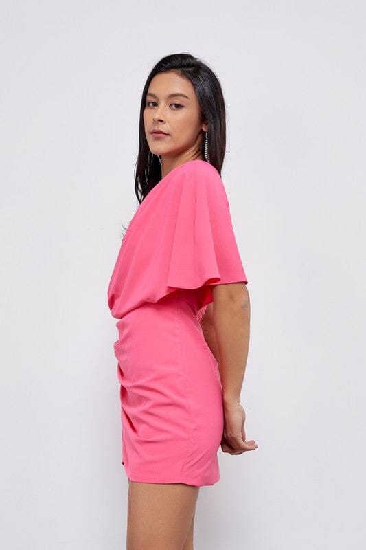Paradise Pink One Shoulder Wrap Dress cocktail dress Do + Be Collection 