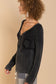 POL Deep V-Neck Button Top long sleeve pullover POL 