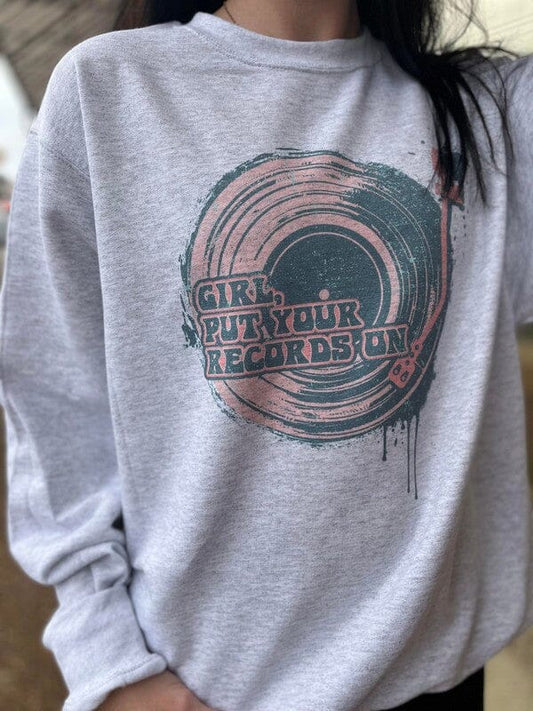 Put Your Records On Sweatshirt graphic sweatshirt Poet Street Boutique 