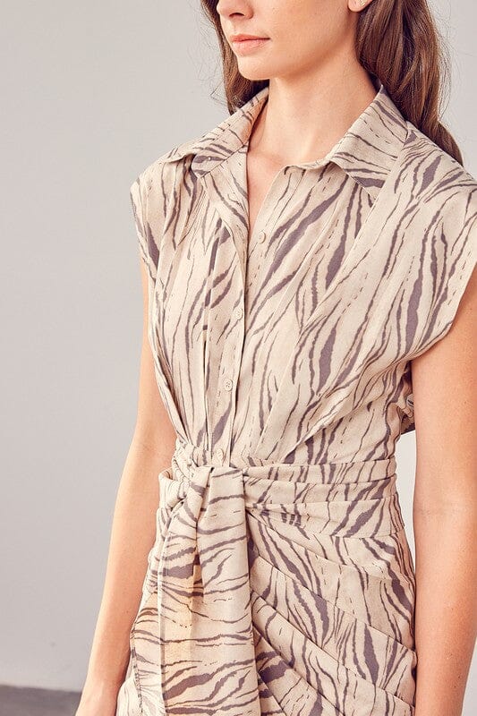 Show Them Off Print Tie Dress wrap dress Do + Be Collection TAUPE S 