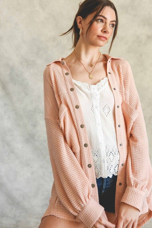 Soft Thermal Knit Shacket Shacket Listicle Peony Pink S 