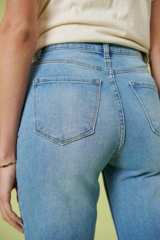 Vibrant M.I.U High Rise Cut Knee Wide Leg Jeans denim jeans Vibrant M.i.U 