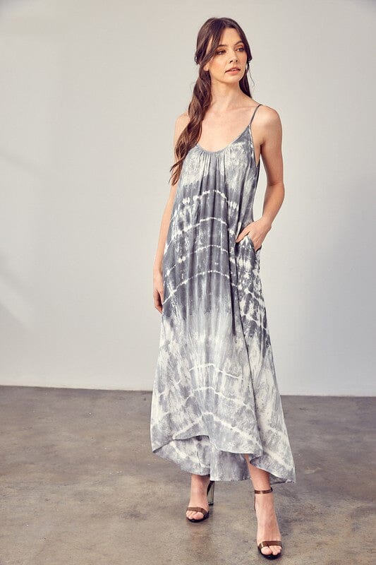 Volcano Sky Tie Dye Cami Maxi Dress maxi dress Mustard Seed WASHED CHARCOAL S 